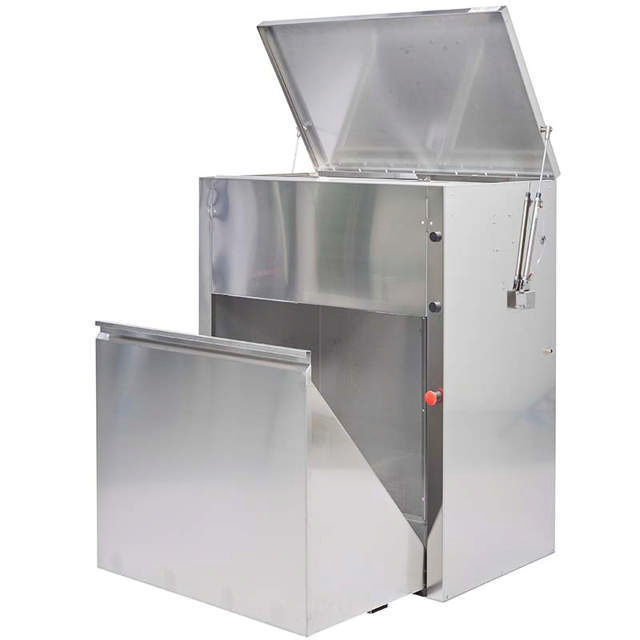 Egouttoir double en inox à ouverture pneumatique