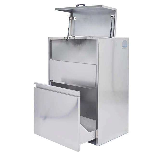 Egouttoir double en inox à ouverture manuelle - Hauteur de chargement abaissée