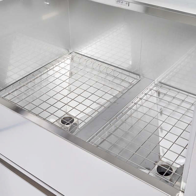 Egouttoir double en inox à ouverture manuelle - Hauteur de chargement abaissée