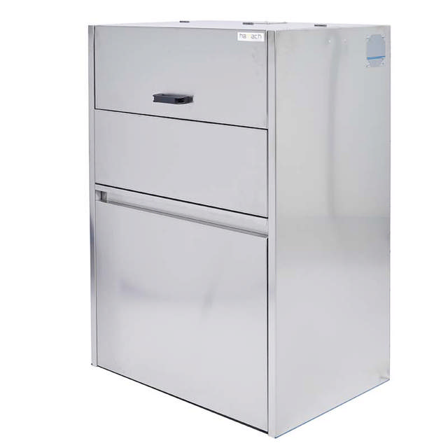 Egouttoir double en inox à ouverture manuelle - Hauteur de chargement abaissée