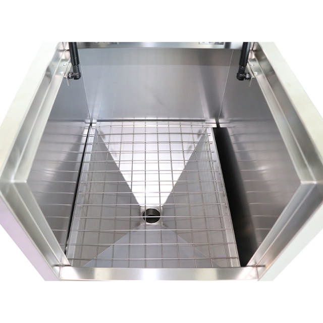 Egouttoir simple en inox à ouverture manuelle – avec un bac de vidange pour la récupération de la peinture