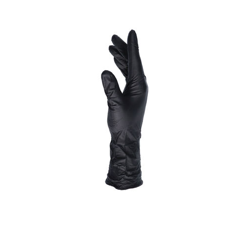 Long cuff nitrile disposable gloves - black