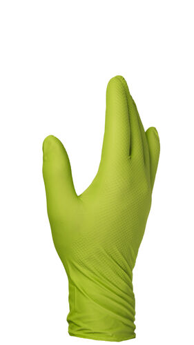 Super grip nitrile disposable gloves lime green